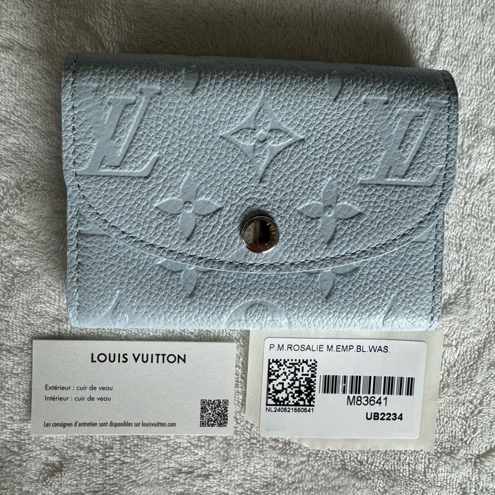 BRAND NEW WITH TAGS BLUE WASHED ROSALIE EMPREINTE COIN PURSE / WALLET - M83641